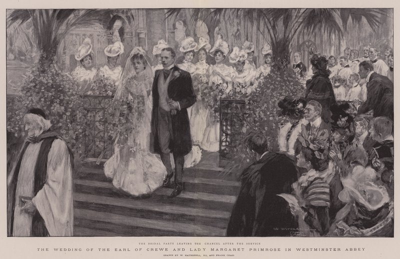 Earl of Crewe och Lady Margaret Primroses bröllop i Westminster Abbey av William Hatherell