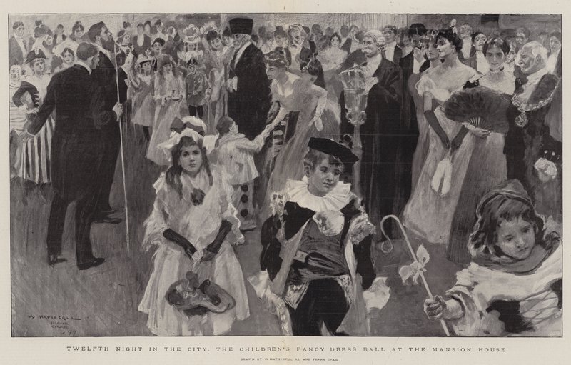 Twelfth Night in the City, barnens finklänningsbal på Mansion House av William Hatherell