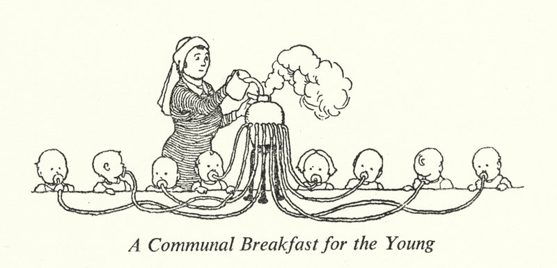 En gemensam frukost för de unga (litho) av William Heath Robinson