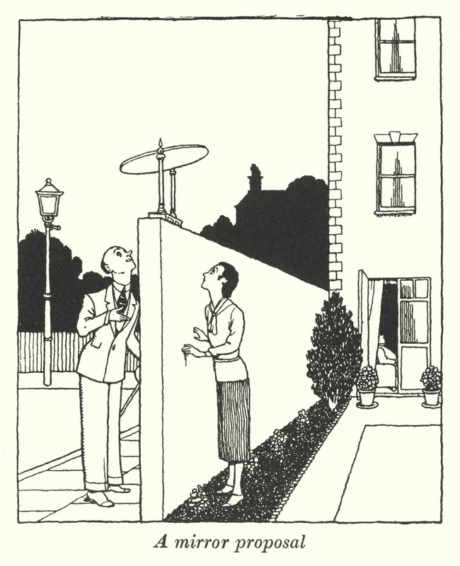 Ett spegelförslag (litho) av William Heath Robinson