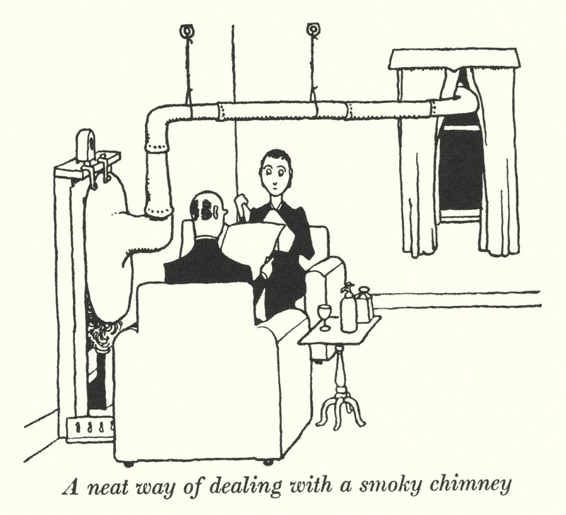 Ett snyggt sätt att hantera en rökig skorsten (litho) av William Heath Robinson
