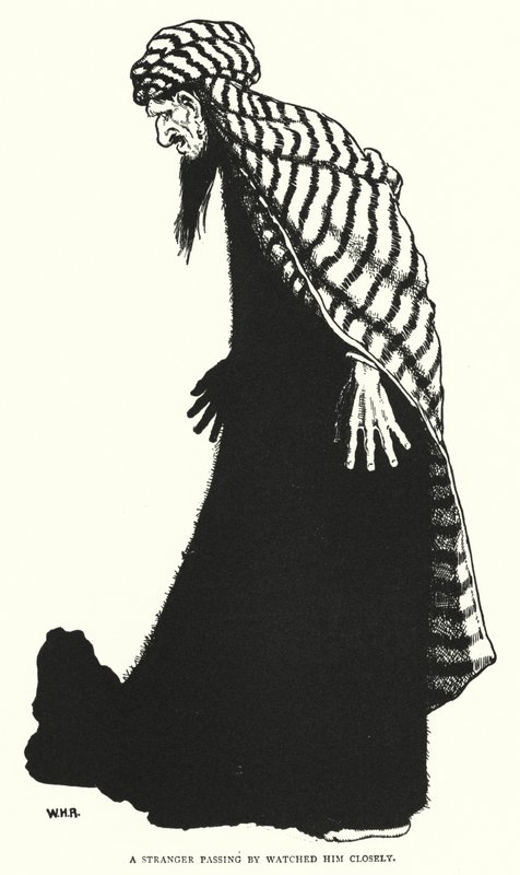 En främling som gick förbi tittade noga på honom (gravyr) av William Heath Robinson