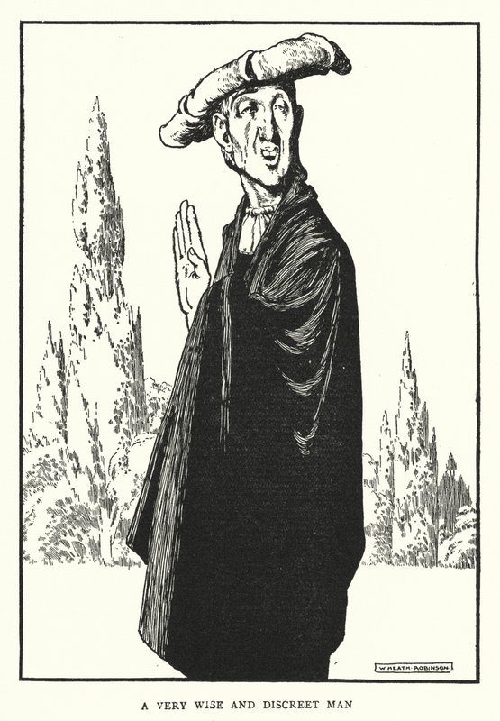 En mycket klok och diskret man (litho) av William Heath Robinson