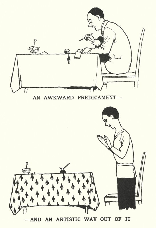 En besvärlig situation och en konstnärlig väg ut ur det (litho) av William Heath Robinson