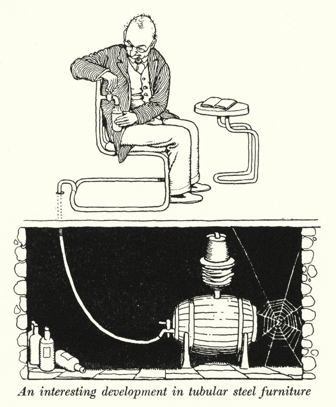 En intressant utveckling inom rörformade stålmöbler (litho) av William Heath Robinson