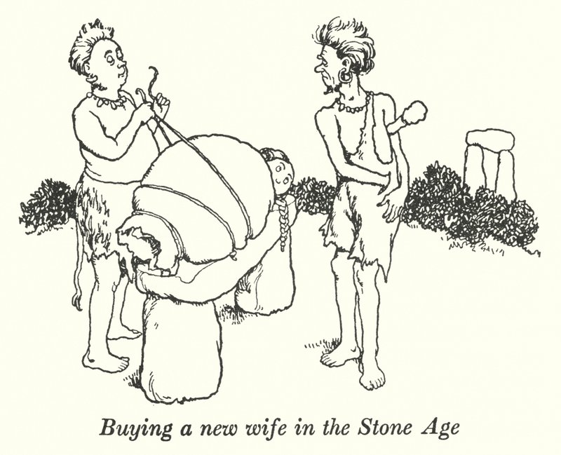 Köpa en ny fru på stenåldern (litho) av William Heath Robinson