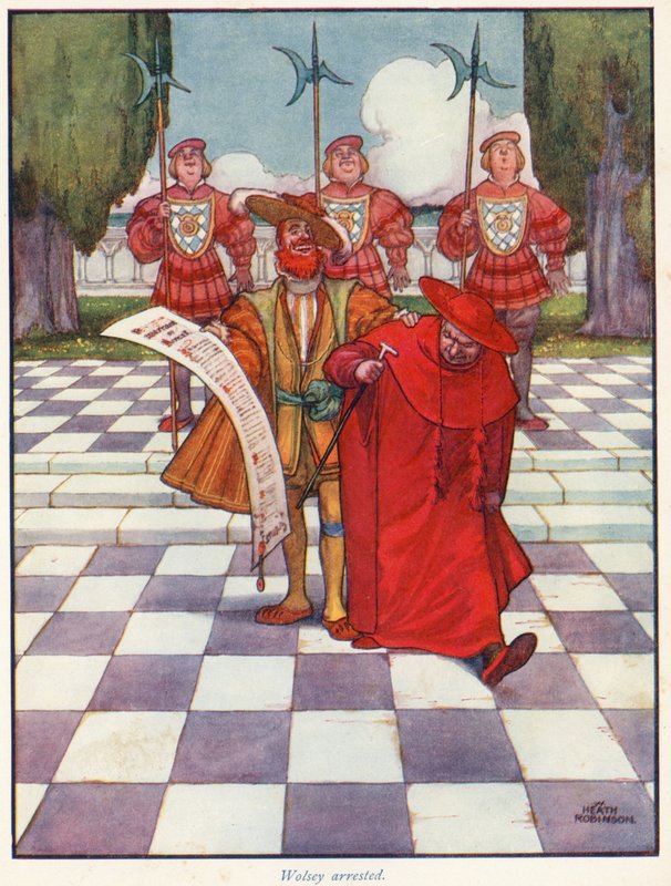 Kardinal Wolsey arresterad av William Heath Robinson