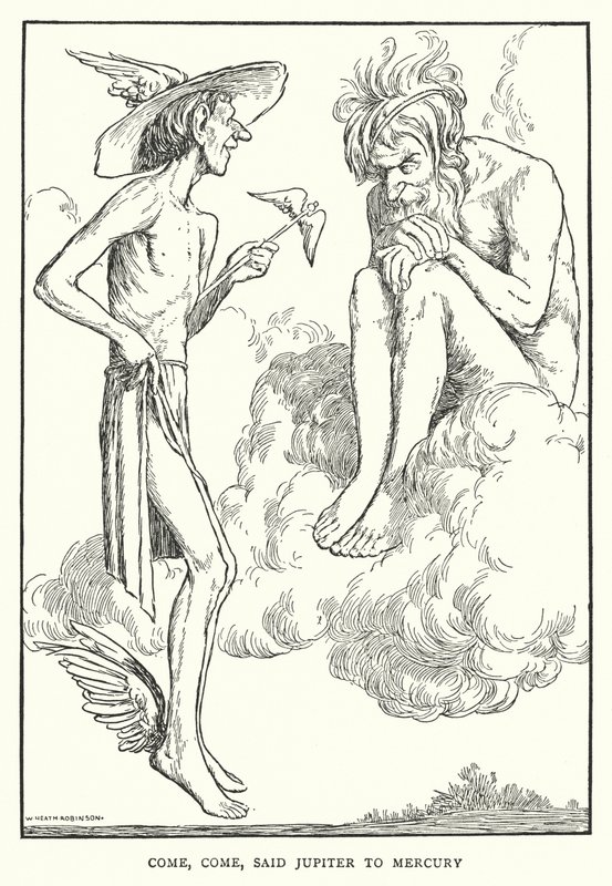 Kom, kom, sa Jupiter till Merkurius (litho) av William Heath Robinson