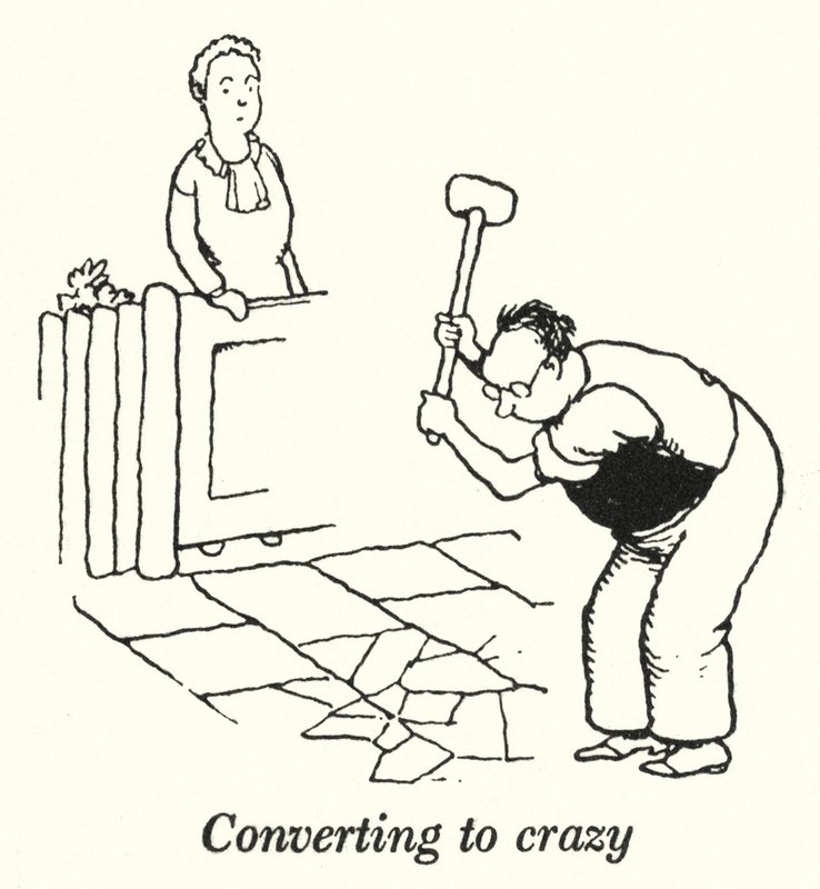 Konverterar till galen (litho) av William Heath Robinson