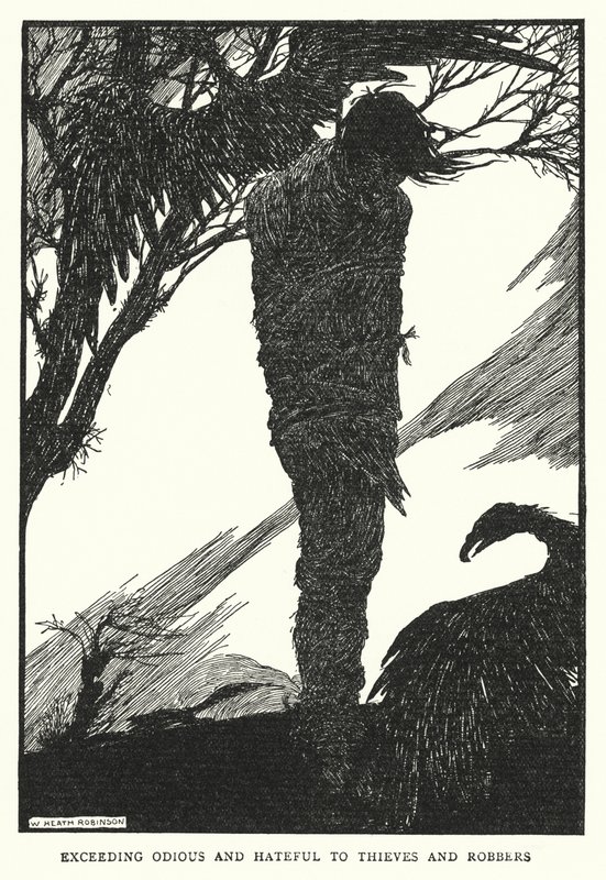 Överdrivet avskyvärt och hatiskt mot tjuvar och rånare (litho) av William Heath Robinson