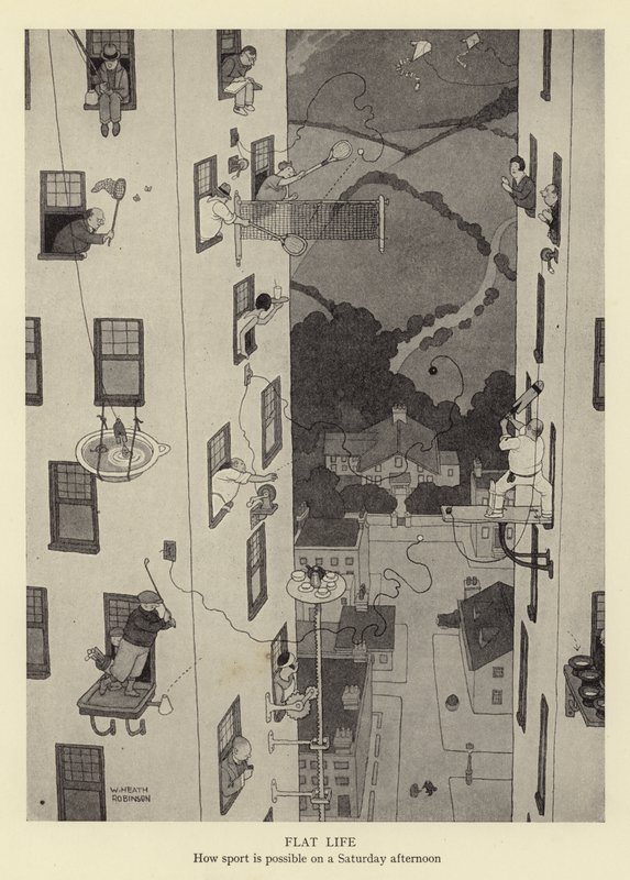 Platt liv, hur sport är möjligt på en lördagseftermiddag av William Heath Robinson