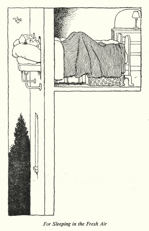 För att sova i frisk luft (litho) av William Heath Robinson