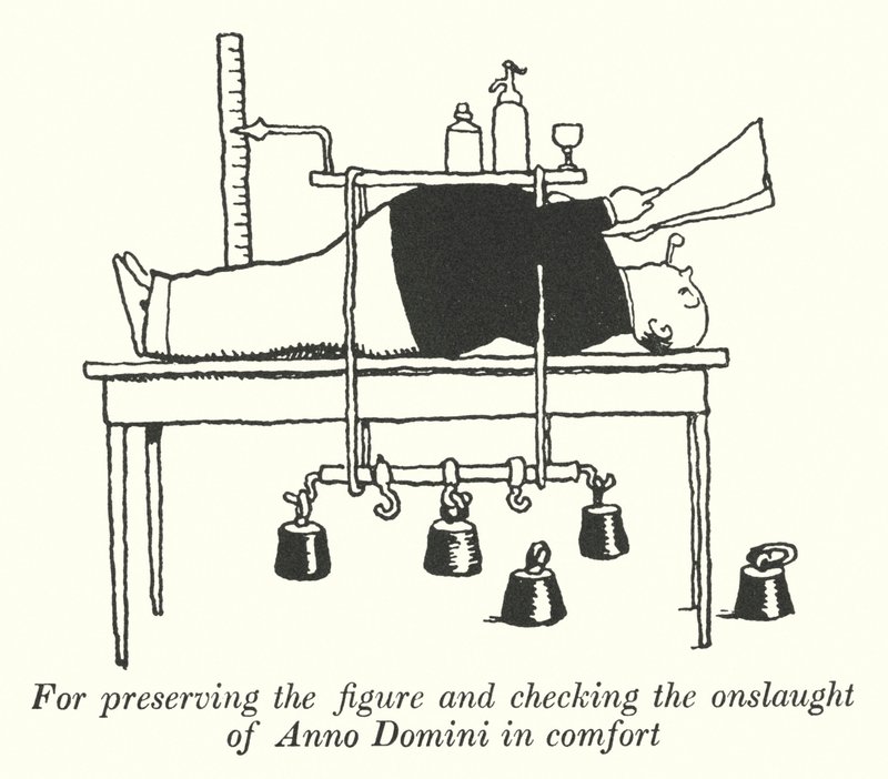 För att bevara figuren och kontrollera Anno Dominis angrepp i komfort (litho) av William Heath Robinson