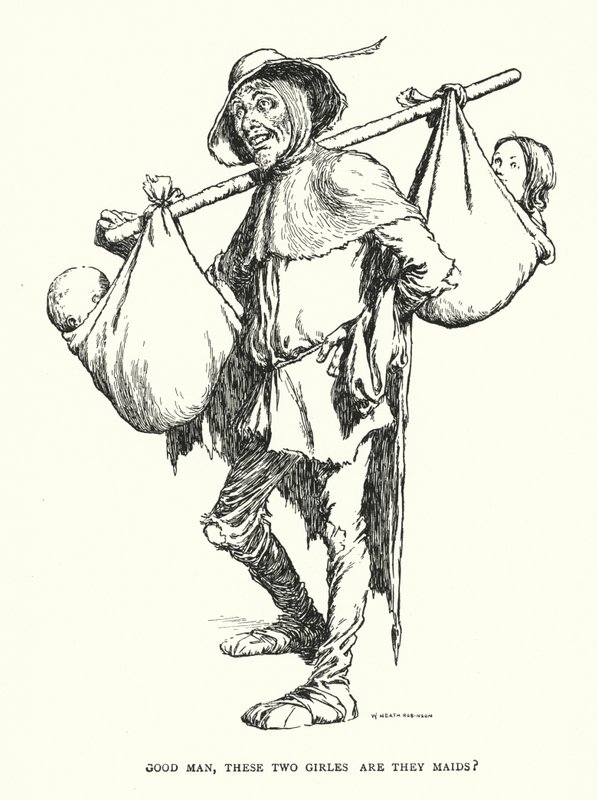Bra man, är de här två flickorna hembiträden? (litho) av William Heath Robinson