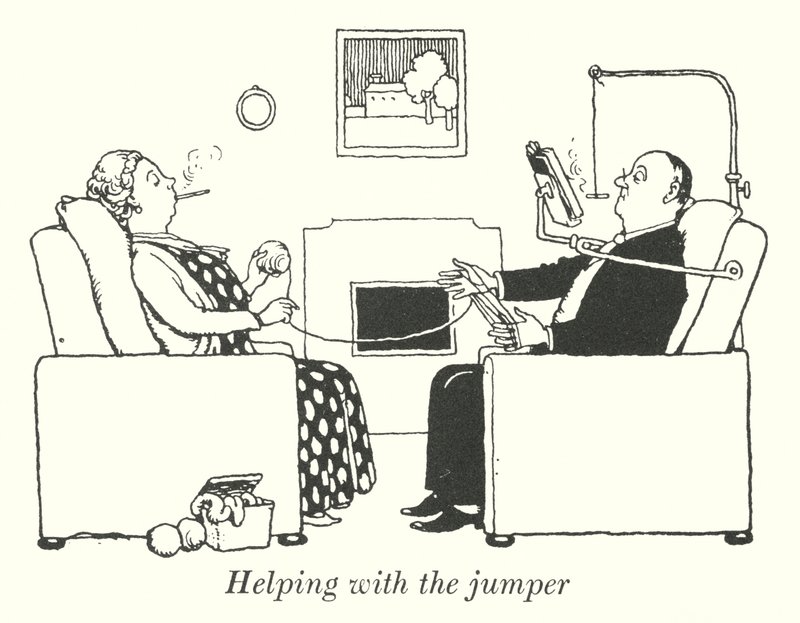Hjälper till med bygeln (litho) av William Heath Robinson
