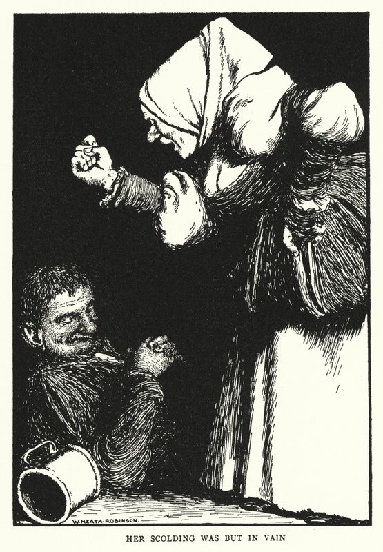 Hennes skäll var förgäves (litho) av William Heath Robinson
