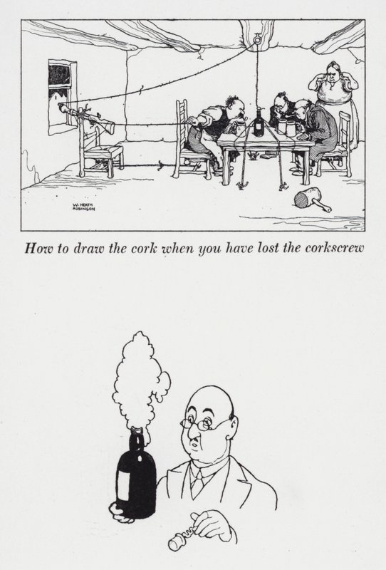Hur man ritar korken när du har tappat korkskruven (litho) av William Heath Robinson