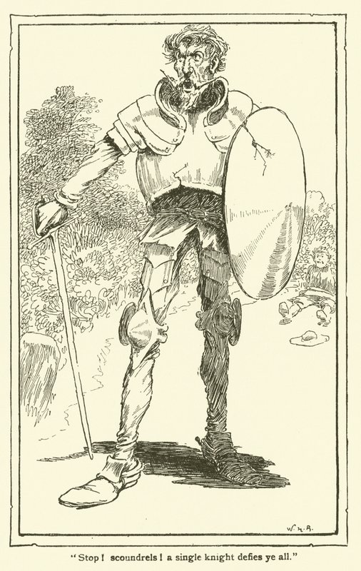 Illustration för Don Quijote (litho) av William Heath Robinson