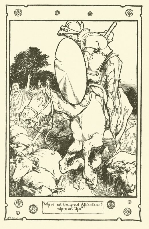 Illustration för Don Quijote (litho) av William Heath Robinson