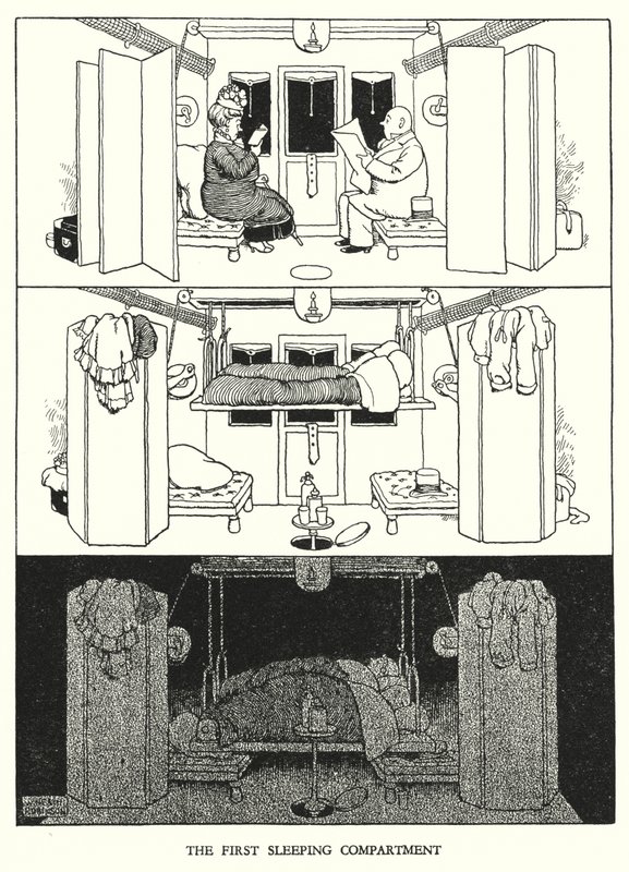 Illustration för Railway Ribaldry av W Heath Robinson (litho) av William Heath Robinson