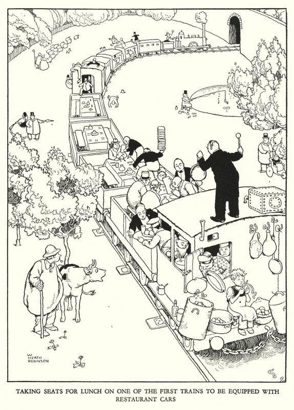 Illustration för Railway Ribaldry av W Heath Robinson (litho) av William Heath Robinson