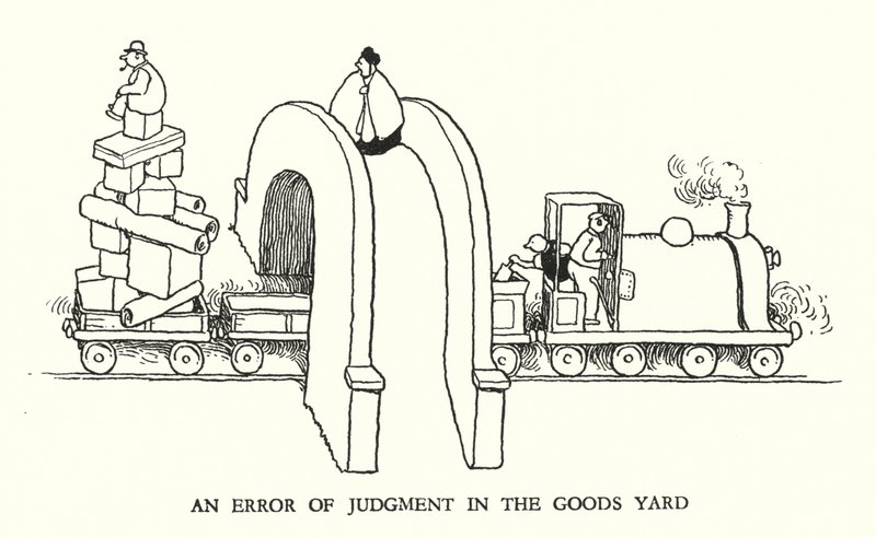 Illustration för Railway Ribaldry av W Heath Robinson (litho) av William Heath Robinson