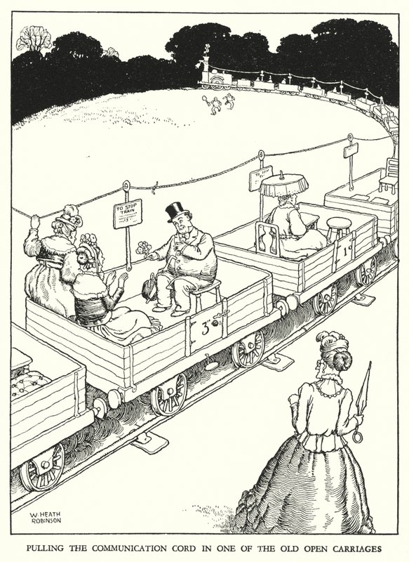 Illustration för Railway Ribaldry av W Heath Robinson (litho) av William Heath Robinson