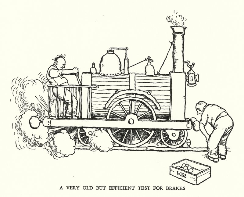 Illustration för Railway Ribaldry av W Heath Robinson (litho) av William Heath Robinson