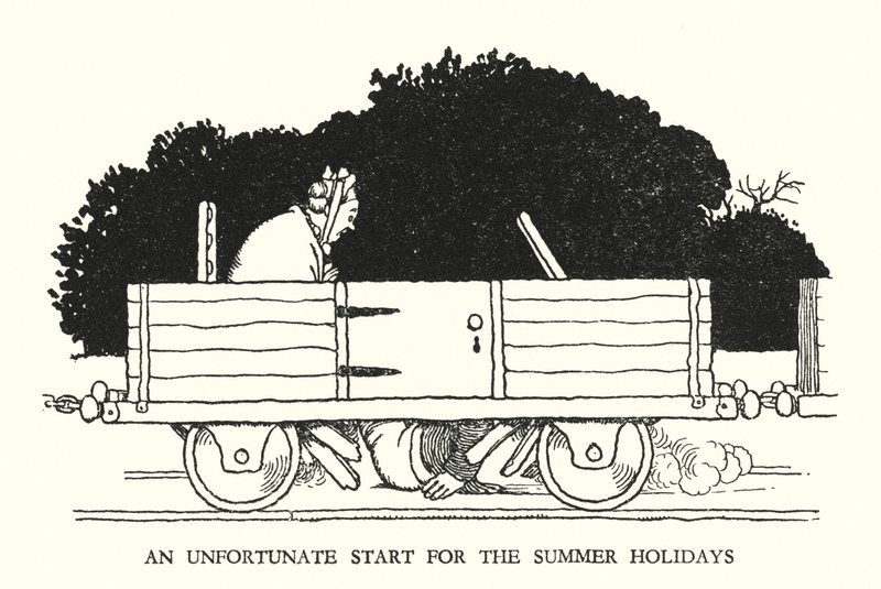 Illustration för Railway Ribaldry av W Heath Robinson (litho) av William Heath Robinson