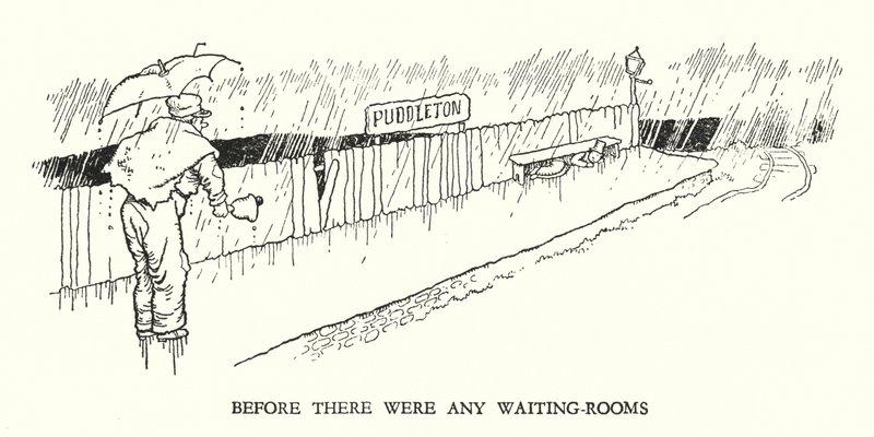Illustration för Railway Ribaldry av W Heath Robinson (litho) av William Heath Robinson