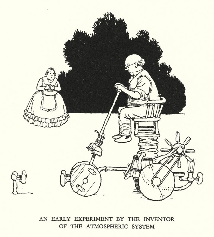 Illustration för Railway Ribaldry av W Heath Robinson (litho) av William Heath Robinson