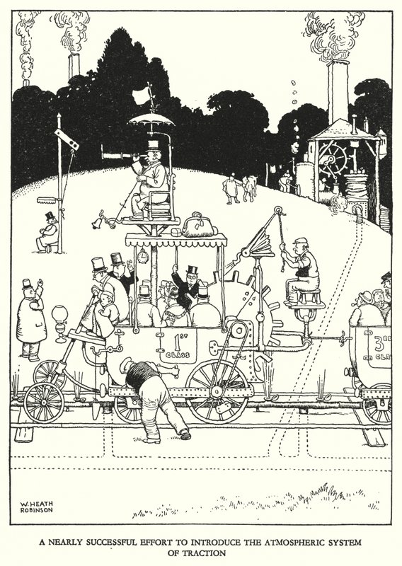 Illustration för Railway Ribaldry av W Heath Robinson (litho) av William Heath Robinson