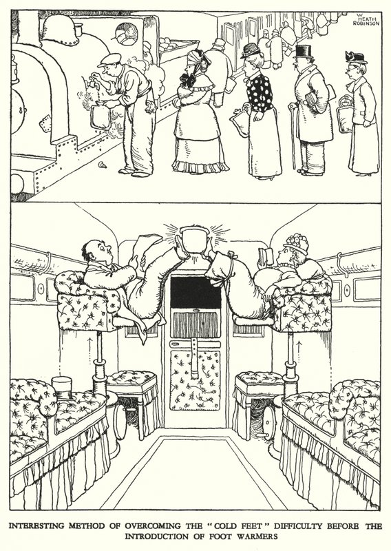 Illustration för Railway Ribaldry av W Heath Robinson (litho) av William Heath Robinson