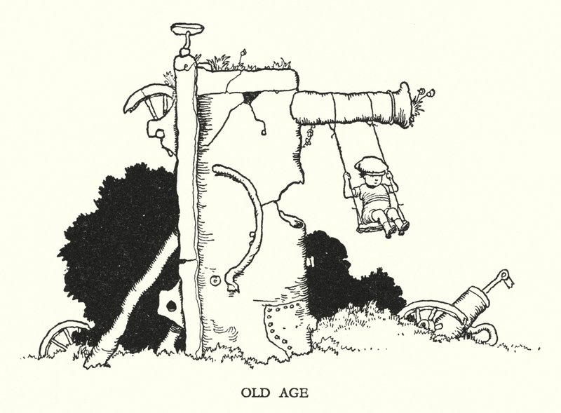 Illustration för Railway Ribaldry av W Heath Robinson (litho) av William Heath Robinson