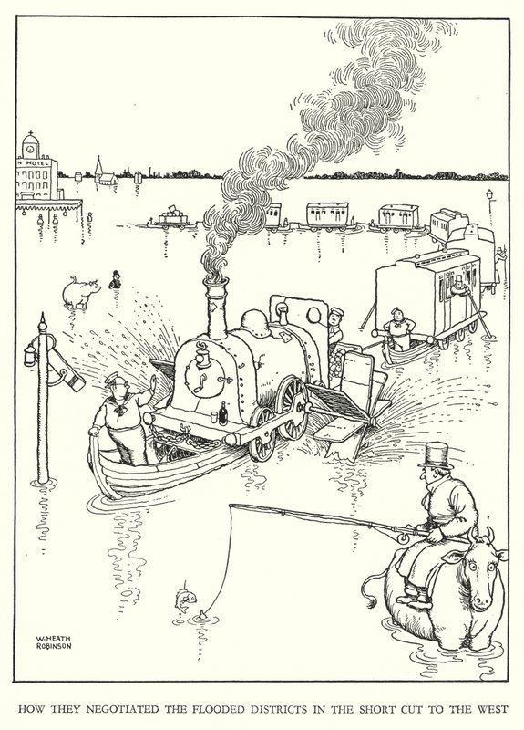 Illustration för Railway Ribaldry av W Heath Robinson (litho) av William Heath Robinson