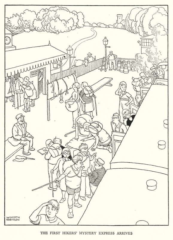 Illustration för Railway Ribaldry av W Heath Robinson (litho) av William Heath Robinson
