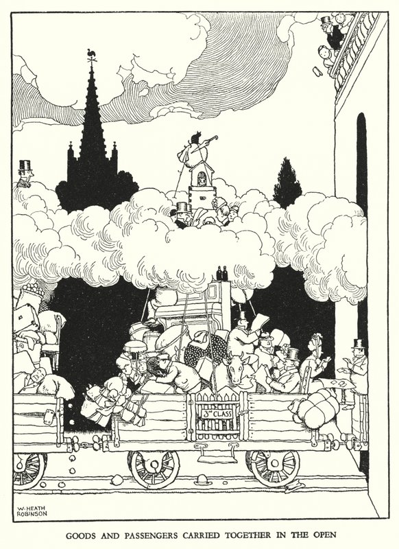 Illustration för Railway Ribaldry av W Heath Robinson (litho) av William Heath Robinson