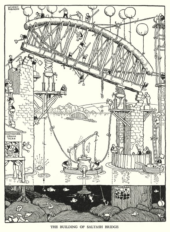 Illustration för Railway Ribaldry av W Heath Robinson (litho) av William Heath Robinson
