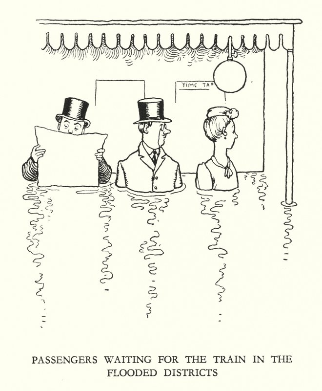 Illustration för Railway Ribaldry av W Heath Robinson (litho) av William Heath Robinson