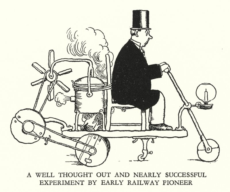 Illustration för Railway Ribaldry av W Heath Robinson (litho) av William Heath Robinson