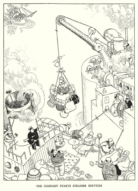 Illustration för Railway Ribaldry av W Heath Robinson (litho) av William Heath Robinson