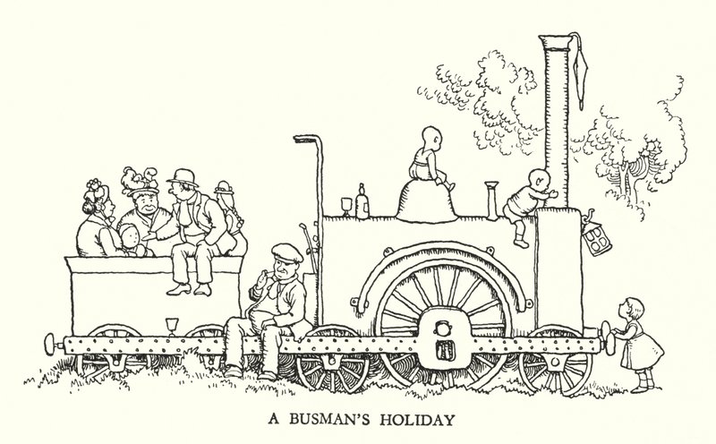 Illustration för Railway Ribaldry av W Heath Robinson (litho) av William Heath Robinson