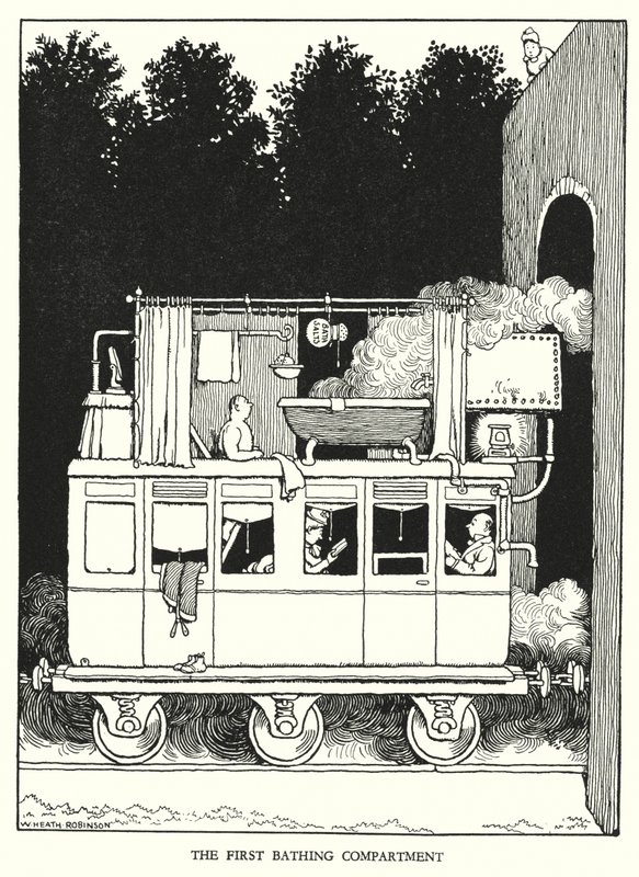 Illustration för Railway Ribaldry av W Heath Robinson (litho) av William Heath Robinson