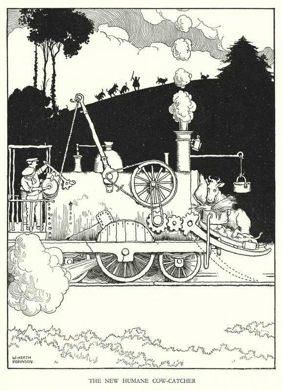 Illustration för Railway Ribaldry av W Heath Robinson (litho) av William Heath Robinson