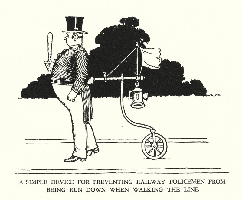 Illustration för Railway Ribaldry av W Heath Robinson (litho) av William Heath Robinson