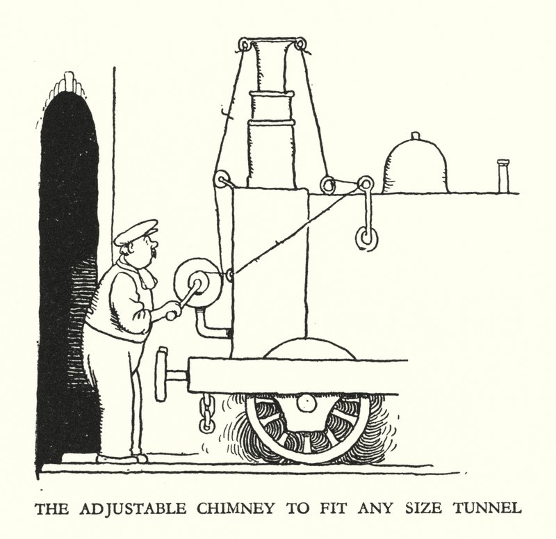 Illustration för Railway Ribaldry av W Heath Robinson (litho) av William Heath Robinson