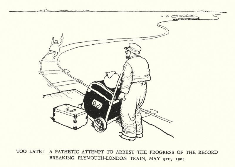 Illustration för Railway Ribaldry av W Heath Robinson (litho) av William Heath Robinson
