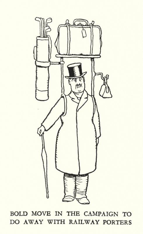 Illustration för Railway Ribaldry av W Heath Robinson (litho) av William Heath Robinson
