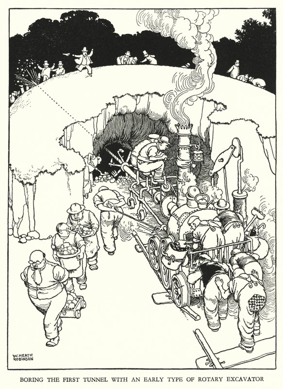 Illustration för Railway Ribaldry av W Heath Robinson (litho) av William Heath Robinson