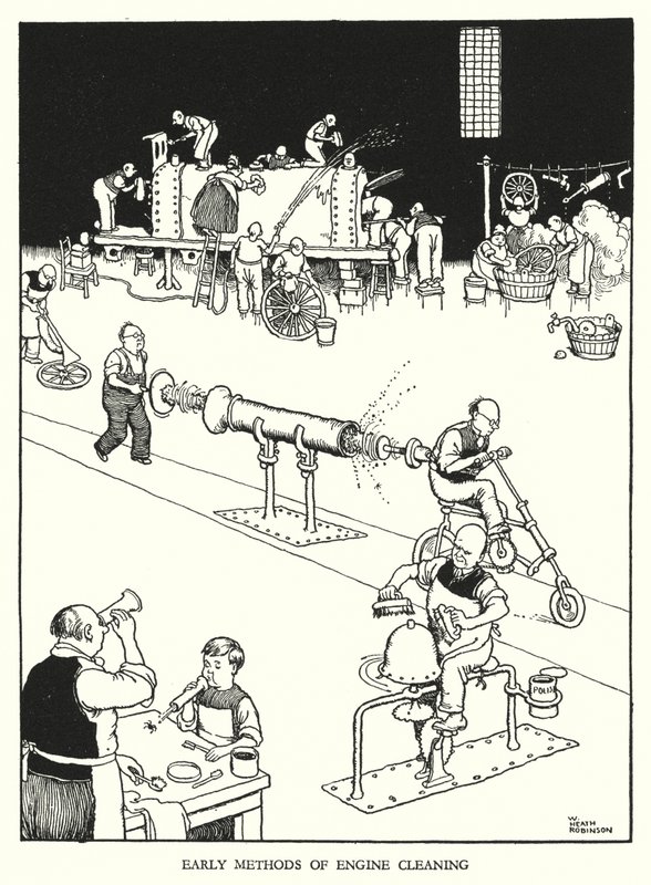 Illustration för Railway Ribaldry av W Heath Robinson (litho) av William Heath Robinson